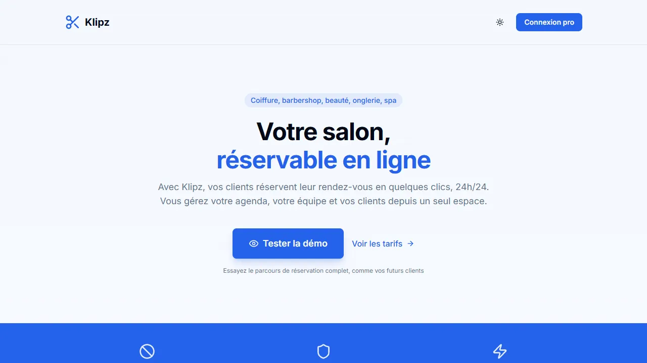 Capture d'écran du site Klipz.re